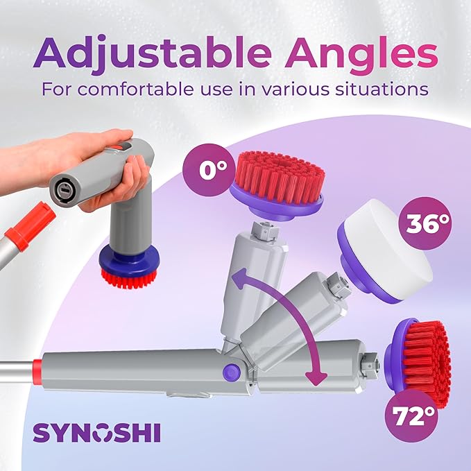 Synoshi PRO Electric Spin Scrubber Extension Handle, Electric Bathroom Scrubber for Cleaning, Extends up to 29.5 Inch (75 cm)