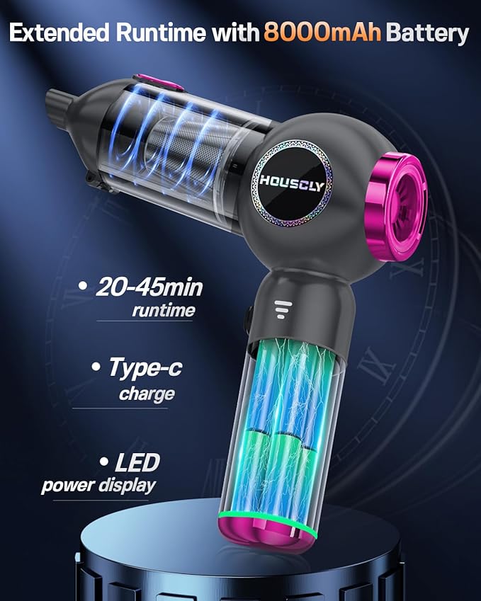 houscly Handheld Car Vacuum Portable Cordless 25000Pa High Power Small Mini Hand Vacuum Rechargeable 4-in-1 Wireless Handheld Vac for Car Office Desktop Home Cleaning Ideal Gifts for Men & Women