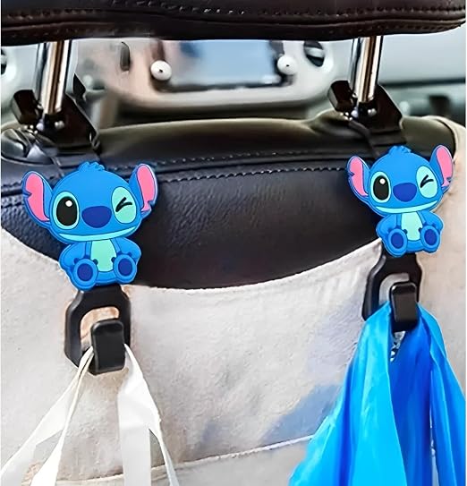 Rawan 2 Pack Car Seat Hooks for Headrest Cartoon Car Seat Backpack Hooks for Bags, Cloths, Mobile Phone Holder, Auto Sea