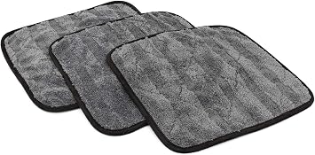 The Rag Company Gauntlet Car Drying Towel, Ice Grey/Grey, 12x12 in, 3-Pack