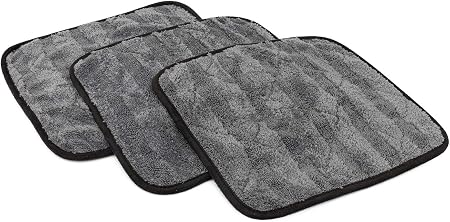 The Rag Company Gauntlet Car Drying Towel, Ice Grey/Grey, 12x12 in, 3-Pack