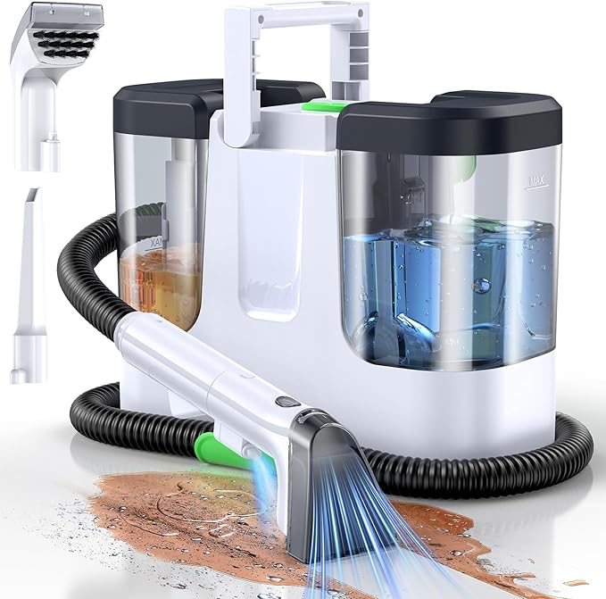 Portable Carpet & Upholstery Cleaner, 18Kpa Carpet Cleaner Machine for Deep Stain Removal, Spot Cleaner for Pet Accidents, Area Rugs, Stairs, Car Seats & Couches, Includes Tools & Self-Cleaning