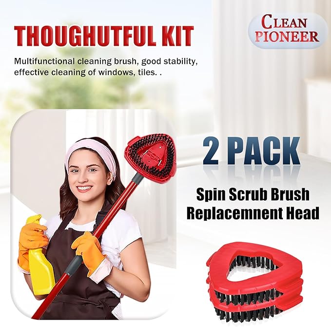 2 Pack Spin Scrub Brush Compatible for Oceda EasyWring 1 Tank System, Shower Scrubber Replacement Head, Hard Bristle Cleaning Brush for Kitchen,Tile and Bathroom