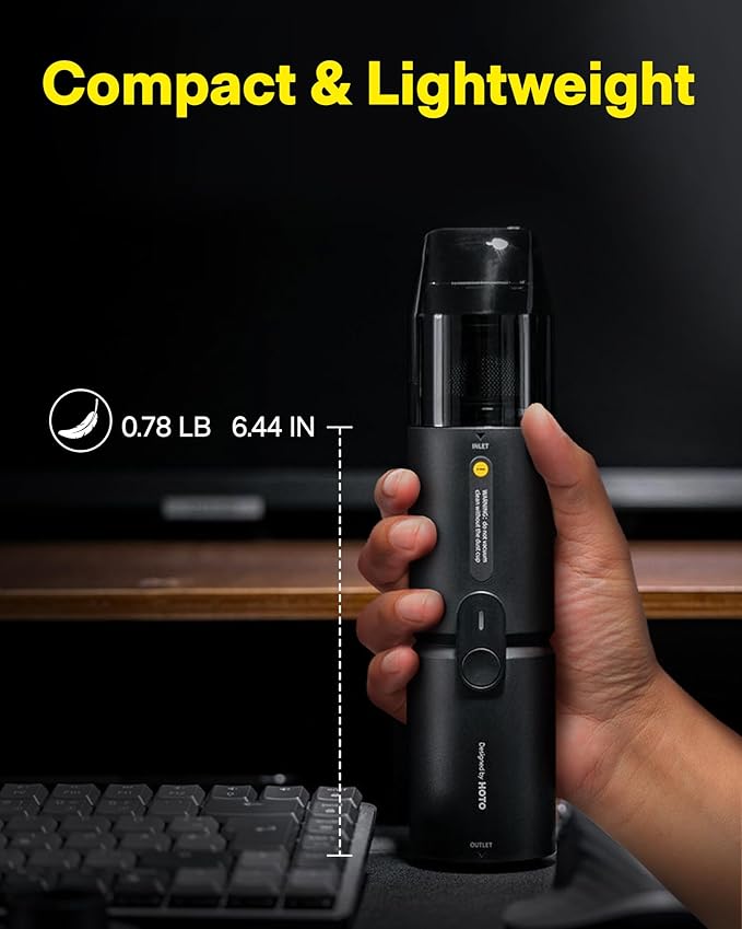 HOTO Handheld Vacuum Cleaner Cordless, Desk Vacuum Cleaner Compressed Electric15000Pa Suction Bundle with 4 Pcs Filte Replacement