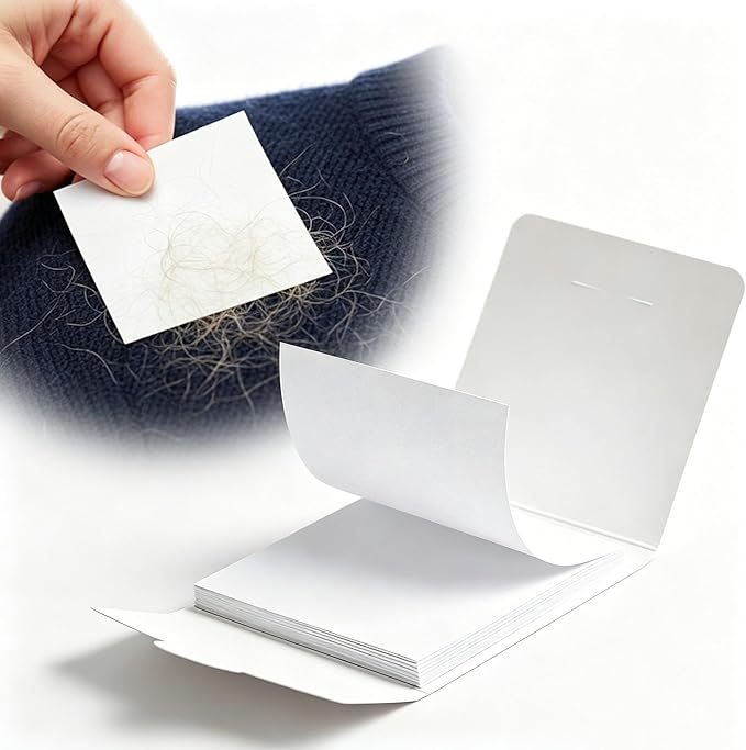 AITOLY Portable Lint Remover, 50-Pack Mini Sticky Strips for Pet Hair & Clothes — Strong Adhesive No-Residue Travel Lint Roller for Dark Fabrics, Furniture & Car
