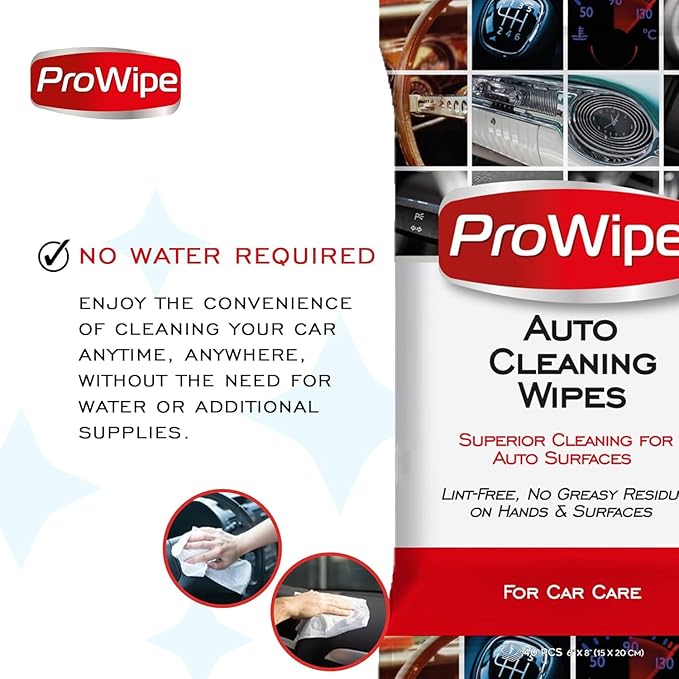 Car Cleaning Wipes - Car Interior Cleaner, Dashboard Cleaner, 2x40-80 Count, Residue-Free Wipes for Interior Surfaces, From Dashboard to Leather Seats, Must Have Accessories