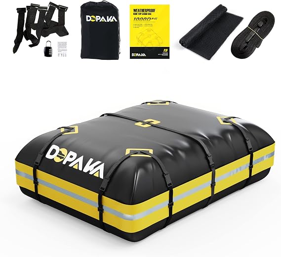 Car Rooftop Cargo Carrier Bag,100% Waterproof Heavy Duty 1000D Car Top Carrier,15 Cubic Feet Car Roof Bag for All Vehicl