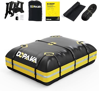Car Rooftop Cargo Carrier Bag,100% Waterproof Heavy Duty 1000D Car Top Carrier,15 Cubic Feet Car Roof Bag for All Vehicl