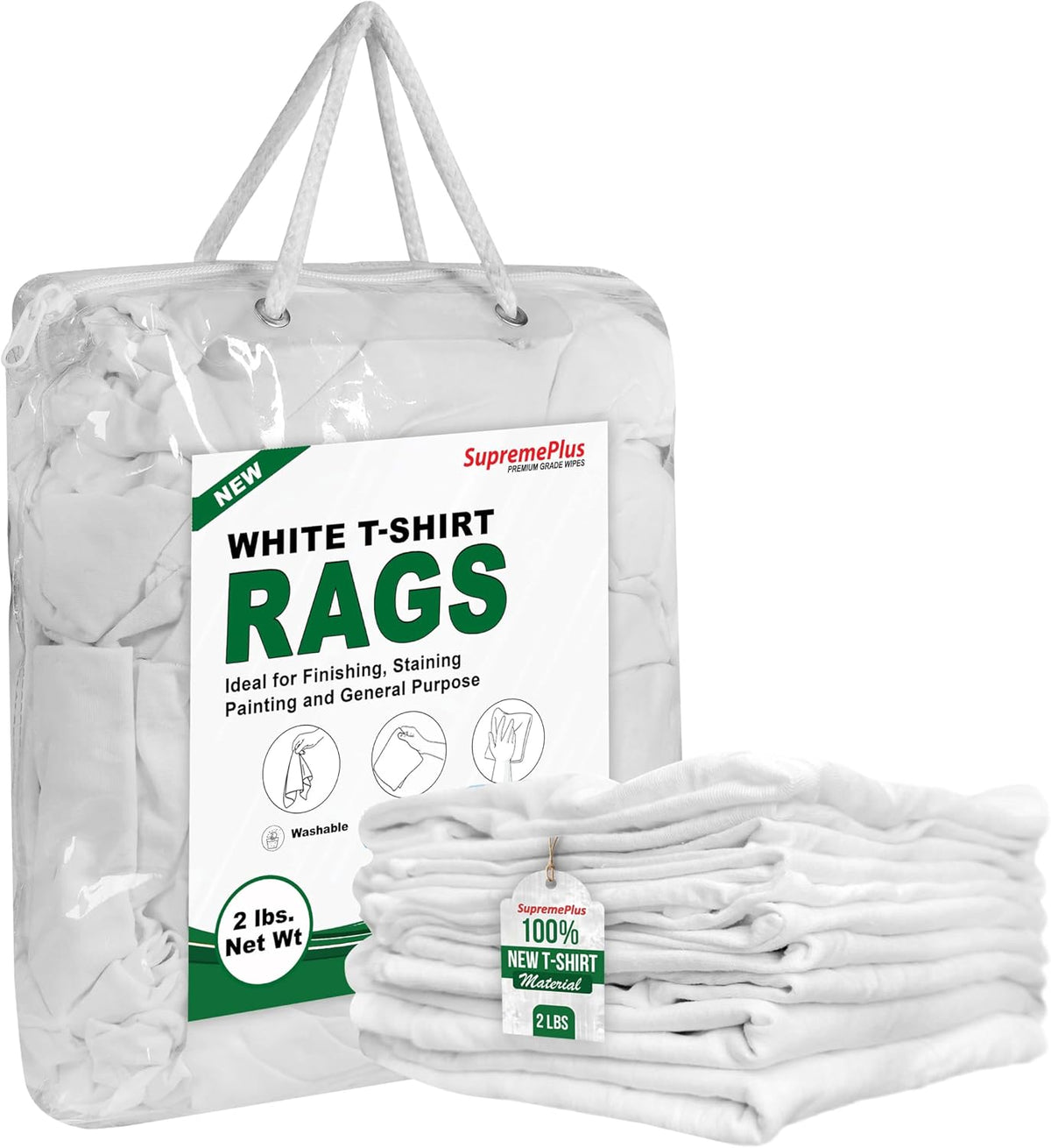 New White T-Shirt Cleaning Rags (2 lbs. Bag) – White Cotton Rags for Cleaning, Staining, Painting, Oil, Grease & Dust Removal – Shop Rags Bulk for Multipurpose use