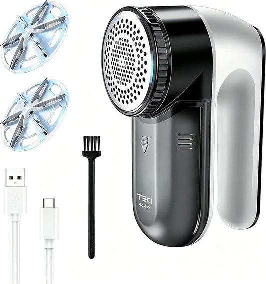 Fabric Shaver, Lint Shaver, Lint Remover Rechargeable Sweater Defuzzer Sweater Shavers to Remove Pilling for Clothes, Couch, Furniture, Fuzz Remover (6 Leaf Blade, 2 Extra Blades)