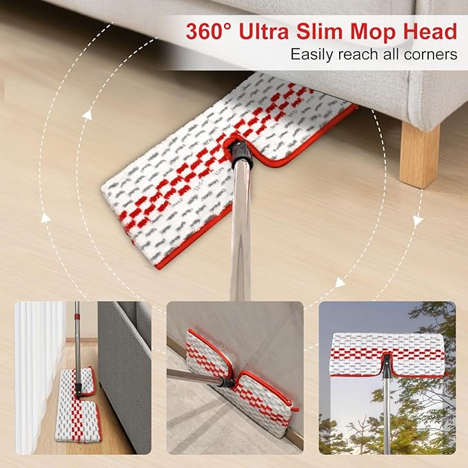 Microfiber Flat Mop Set for Floor Cleaning Ocedar ProMist MAX Dust Mop for Hardwood Floor, Dual-Action Flip Mops Wet & Dry Clean, Adjustable 58" Stainless Steel Mop Handle & 2 Reusable Refills & Base