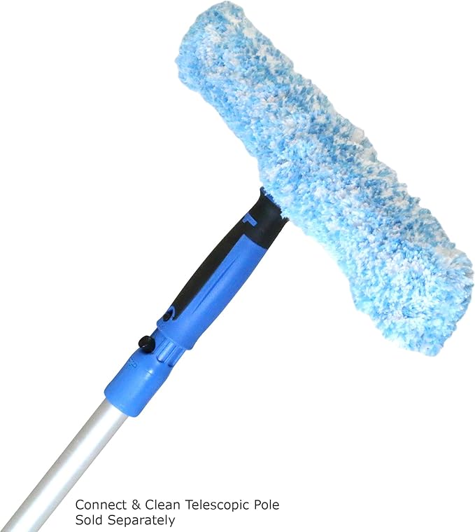 Unger Professional 14” Performance Grip Window Cleaner Scrubber, Gently Clean Mirror and Glass Surfaces Without Scratching, Reusable Microfiber Sleeve, Effective Cleaning Supplies