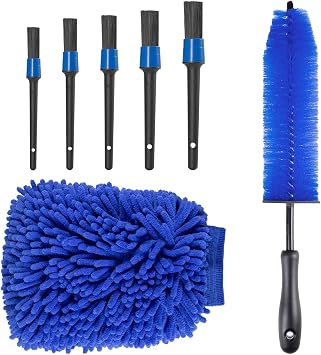 Carehabi Car Cleaning Set, 7 Pieces Car Care Set, Car Detailing Brush, Car Wash Set for Car Cleaning Interior and Exteri