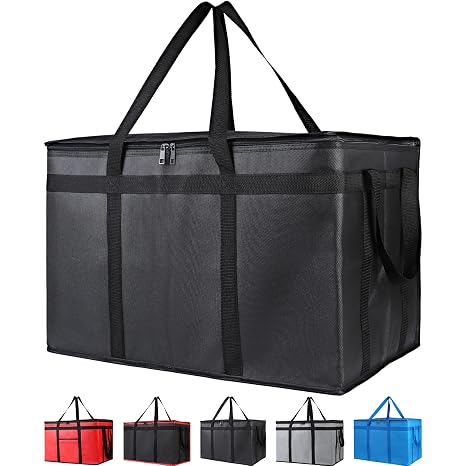 Bodaon 10-Pack Insulated Food Delivery Bag for Hot and Cold Meal, XXX-Large Cooler/Thermal Bags, Grocery Tote Insulation