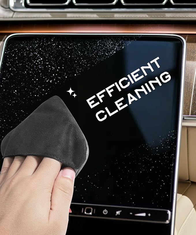 SCUARI Car Screen Cleaner,Touch Screen Cleaner for Car,Car Accessories Car Screen Wipes,Foldable Car Screen Cleaner Cloth,Square Microfiber Screen Cleaning Pad,Fits Car Dashboard LCD Display (Black)