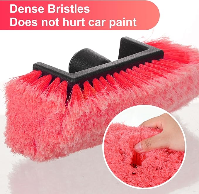 Tanlade 2 Pcs Car Wash Brush Head with Soft Detailing Bristle Flow Through Car Cleaning Brush Exterior Wash Equipment for Auto Truck RV Boat Camper (12 Inch,Red)