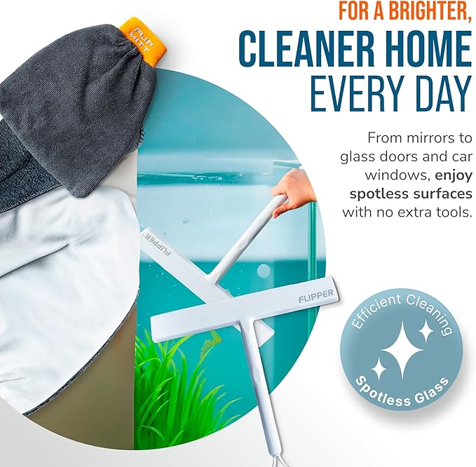 Flipper Squeegee & Mitt All-in-One Cleaning Solution – Streak-Free Glass & Surface Cleaner