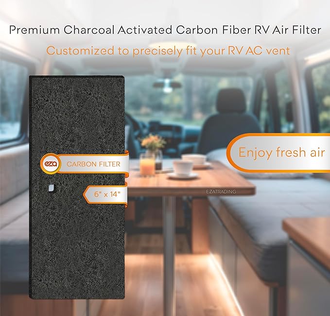 RV Premium Charcoal Activated Carbon Fiber Air Conditioner Filter - Air Duct AC Carbon Filter Replacement for RV AC Vent (4 Pack, 6" x 14")