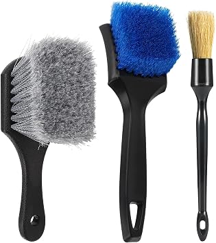 3Pcs Wheel Brush Kit, Soft Stiff Bristle Car Wheel Cleaner Brush