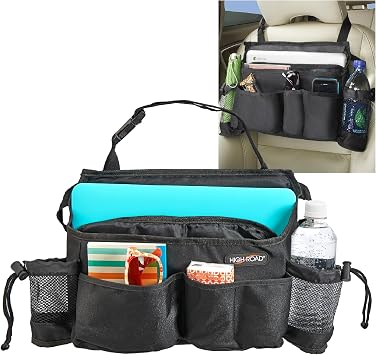 Car Front Seat Organizer with Laptop Sleeve, Bottle Holders and 6 Pockets
