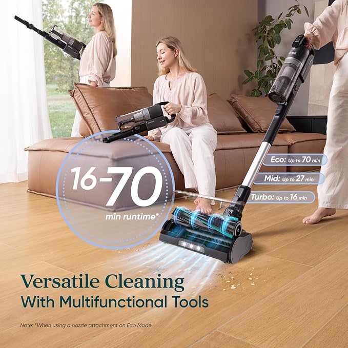LEVOIT Cordless Vacuum Cleaner with HEPA Filter, Anti-Tangle Brush, Up to 70 Minutes, Charging Wall Dock, Powerful Suction, Lightweight, for Carpet, Hard Floor, Pet Hair, LVAC-200 MAX