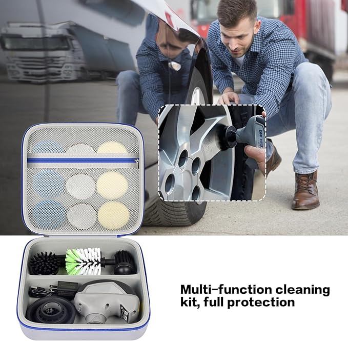 PAIYULE Case for Dremel Versa Power Scrubber Kit Cleaning Tool PC10-07/ PC360-5 Grout Brush, Bathroom Shower Scrub Kitchen & Bathtub Cleaner Holder for Spin Scrubbers, Sponge Pads-Grey(Box Only)