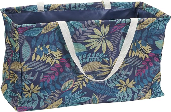 Household Essentials Rectangular Krush Container, All‑Purpose Utility Tote with Tropical Floral Pattern, Multicolor