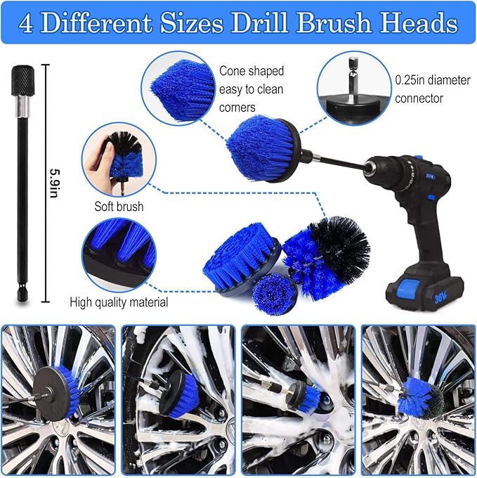 30Pcs Car Detailing Brush Set, Car Detailing Kit, Car Cleaning Kit, Car Windshield Cleaning Tool, Professional Car Care kit - Car Wash Brush kit for Interior Exterior Wheels(Blue)