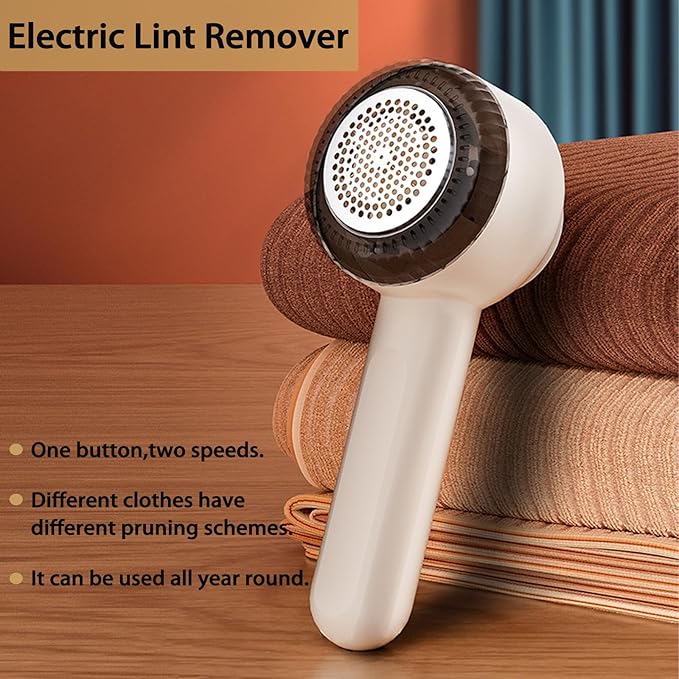 Electric Lint Removers,Rechargeable Fabric Shaver with 6 Leaf Blades Useful for Clothes, Furniture, Sofas, Blankets (Beige)