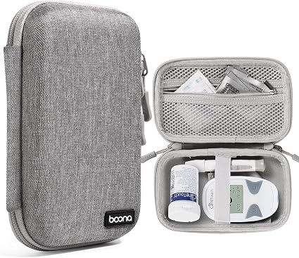 Diabetes Travel Case EVA Hard Shell Diabetic Supplies Bag Organizer for Blood Sugar Testing Kit, Glucose Monitor Kit wit