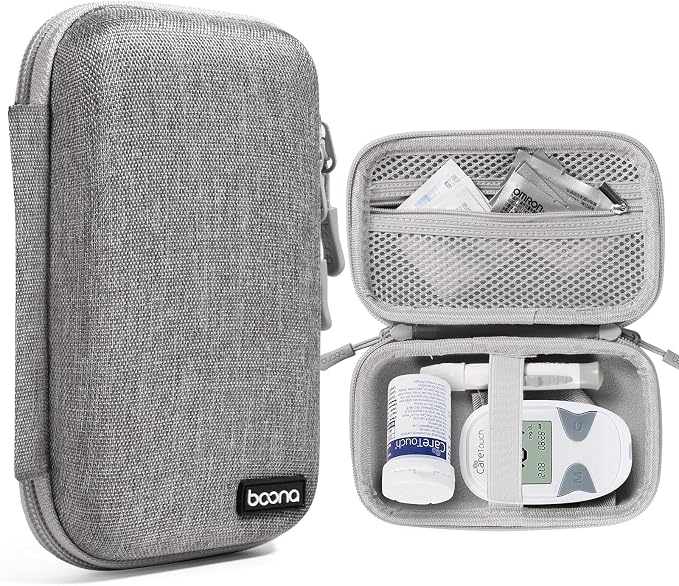 Diabetes Travel Case EVA Hard Shell Diabetic Supplies Bag Organizer for Blood Sugar Testing Kit, Glucose Monitor Kit wit