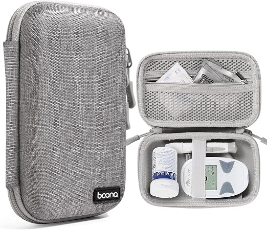 Diabetes Travel Case EVA Hard Shell Diabetic Supplies Bag Organizer for Blood Sugar Testing Kit, Glucose Monitor Kit wit