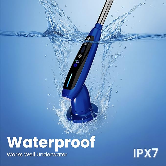 2026 Upgraded Electric Spin Scrubber: 120 Min Runtime, IPX7 Waterproof Cordless Power Scrubber, Adjustable Extension Handle, 8 Heads, 2 Speeds for Shower, Tub, Tile & Floor