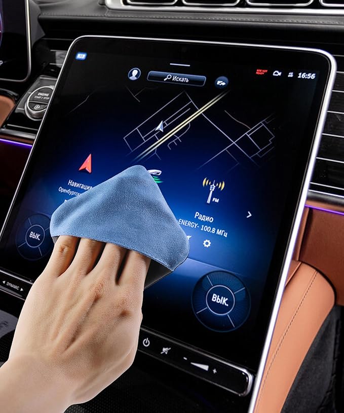 SCUARI Car Screen Cleaner,Touch Screen Cleaner for Car,Car Accessories Car Screen Wipes,Foldable Car Screen Cleaner Cloth,Square Microfiber Screen Cleaning Pad,Fits Car Dashboard LCD Display (Blue)