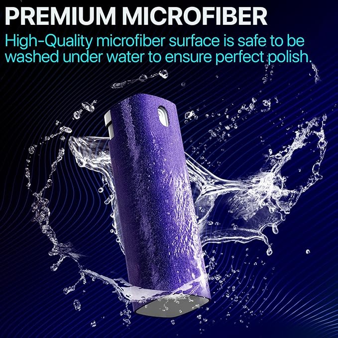 IO CLEAN Mini Screen Cleaner Spray – Finger Proof Screen Cleaner for Smartphones, iPads, MacBooks, Laptops, Car Screens, Touchscreens – 3in1 Mist Cleaner, Microfiber Cloth and Cover (Dark Green)