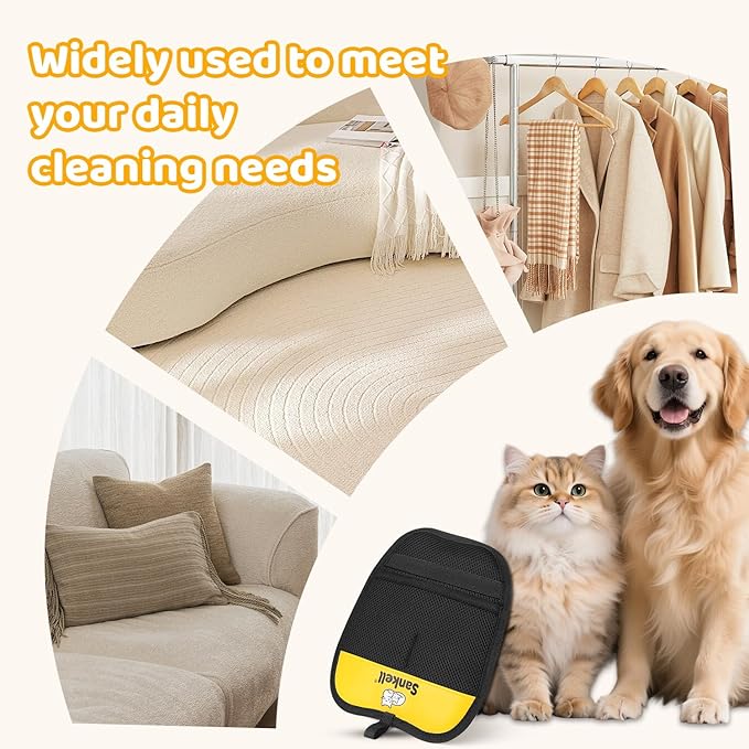 Pet Hair Removal Glove for Dogs & Cats, Sankell Upgraded Reusable Electrostatic Pet Hair Remover Glove, Magic Brush Mitt Tool for Couch, Furniture, Bed, Clothing, Carpet, Car Seat