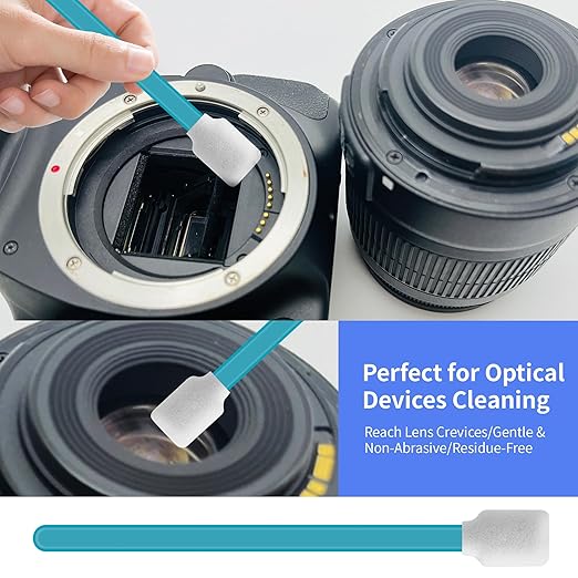 50 Pcs Large Solvent Resistant Professional Lint Free Swabs, 7.08" Long Handle Foam Swabs for Electronics, Camera Sensors, Printers, Optical Lenses