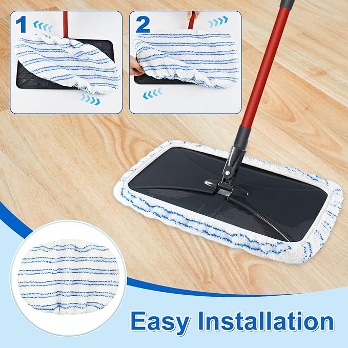 Microfiber Flat Mops for Floor Cleaning Ocedar Hardwood Floor 'N More Mop, Large Surface Dust Flat Mop with 2 Reusable Pads & 1 Extendable Handle, Washable Hardwood Floors Mopping to Dry and Wet Clean