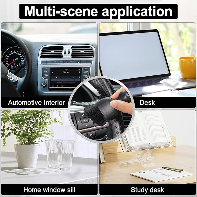 GaRhomxy Car Detailing Brushes, Car Interior Dust Sweeping Soft Brush, Soft Bristles Brush Cleaning Tool for Automotive Dashboard, Air Conditioner Vents, Computer, Scratch Free(Black)