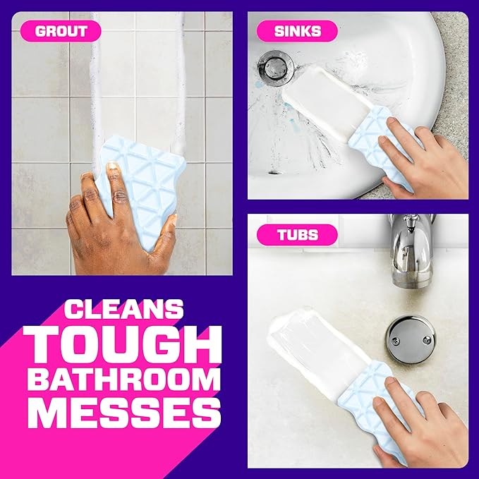 Mr. Clean Magic Eraser Sponge, Bathroom, Shower, Tub Cleaner, Soap Scum Remover, Bathroom Cleaning Supplies, Dawn Cleaning Power with Lemon Scent, Shower & Tub, 8ct
