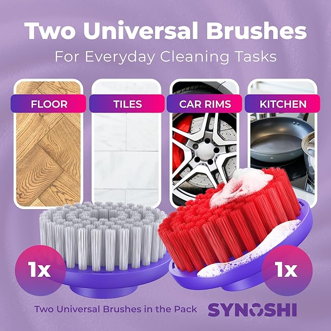 Synoshi PRO Round Brush Set (2 Units) for Electric Spin Scrubber Brush for Bathroom, Shower, Floor and Tiles. Electric Spin Scrubber Heads for Cleaning