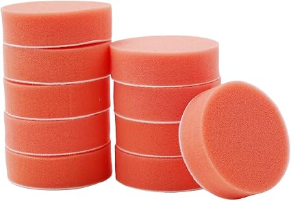 10-Pack 75 mm (3 Inch) Orange Smooth Flat Foam Polishing Pad Set for Car Polisher – Auto Detailing Waxing Sponge Kit Com
