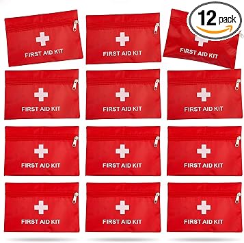 12 Pack Empty First Aid Kit Bag, Small First Aid Pouch Bulk, Water Resistant Travel Medical Organizer, Mini Emergency Su