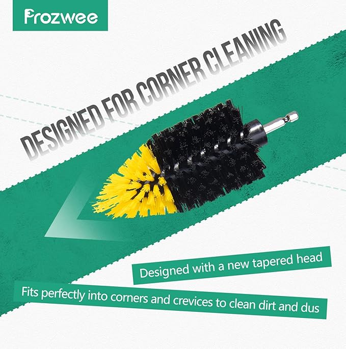 2PACK Tile Corner Drill Brush,Upgraded Powerful Scrubber Brush Made to Tackle Corner Stains,Cleaning Corner of Grout, Tiles, Sinks, Bathtub, Bathroom, Kitchen