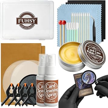 FUHSY 15-in-1 Card Care Cleaning Kit, 150 Pcs Professional Card Restoration Tools with Storage Box Polishing Cream Clean