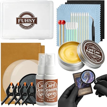 FUHSY 15-in-1 Card Care Cleaning Kit, 150 Pcs Professional Card Restoration Tools with Storage Box Polishing Cream Clean