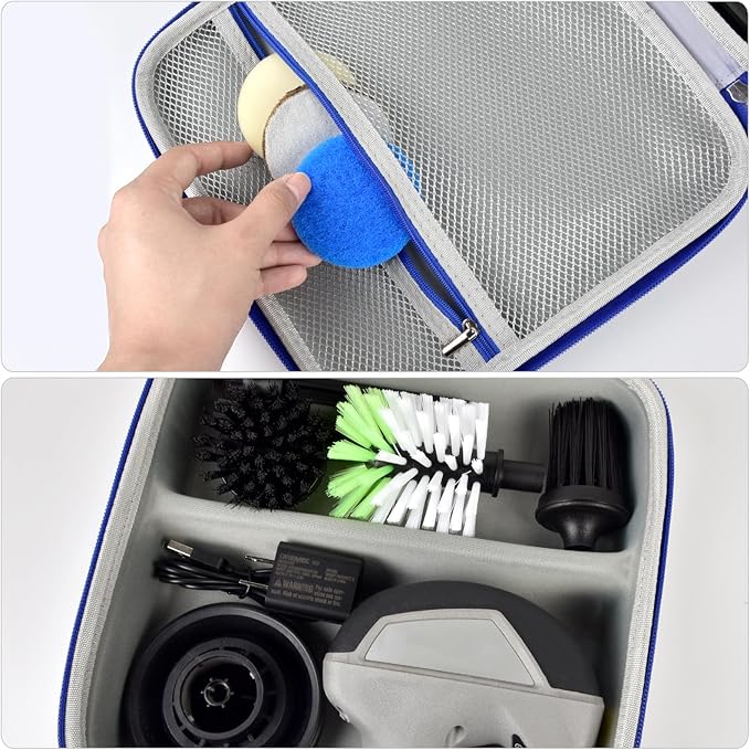 PAIYULE Case for Dremel Versa Power Scrubber Kit Cleaning Tool PC10-07/ PC360-5 Grout Brush, Bathroom Shower Scrub Kitchen & Bathtub Cleaner Holder for Spin Scrubbers, Sponge Pads-Grey(Box Only)