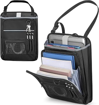 LUXJA Car Front Seat Organizer with Accordion File Pocket, Black