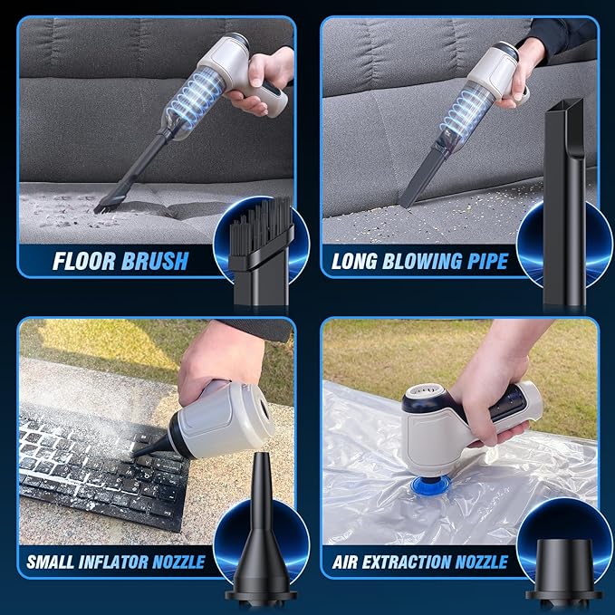 Car Vacuum Cleaner, 15000Pa Handheld Cordless Rechargeable Wet & Dry Vacuum, 120W High Power for Car, Pet, Home, Office Cleaning, Washable HEPA Filter, Multi-Nozzles
