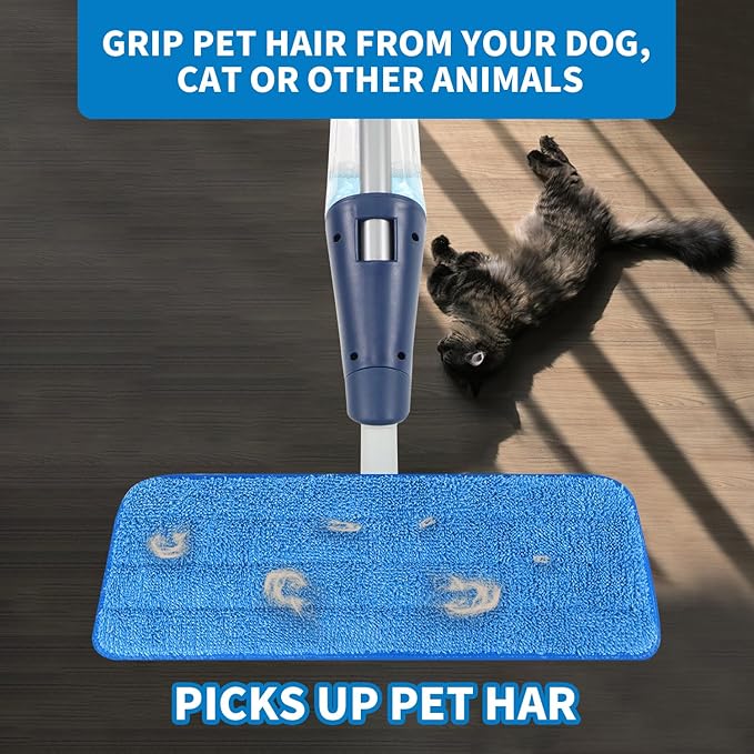 3 Pack Microfiber Reusable Mop Pads, Wet/Dry Floor Cleaning Refill Mop Pads, Spray Mop Hard Wood Floor Mop Pads Refills, Machine Washable Power Mop Pads Replacement